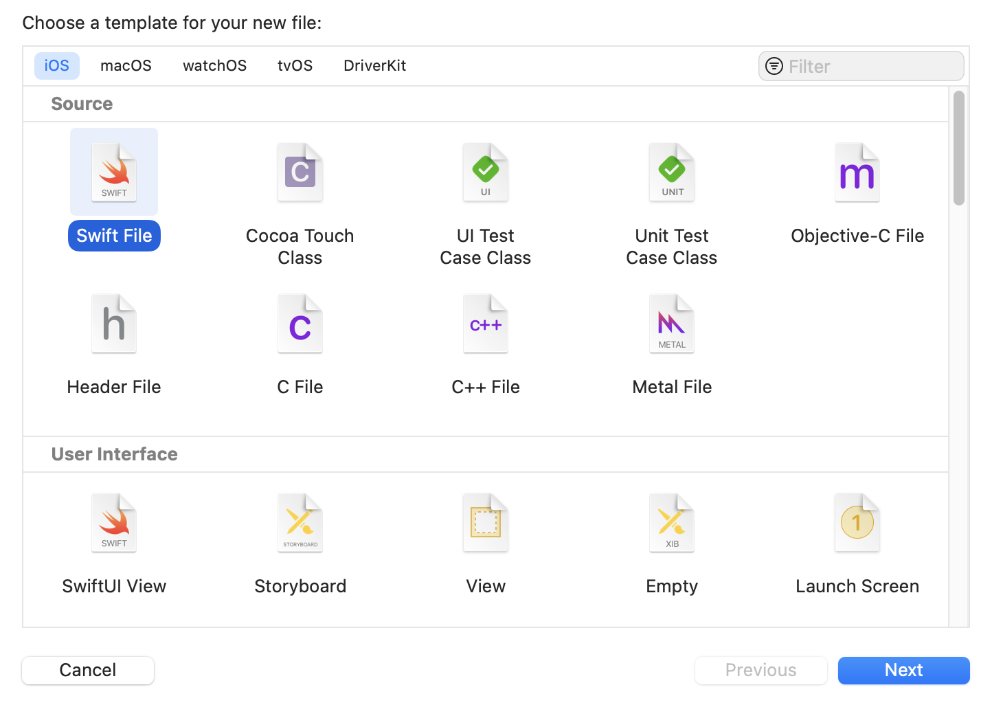 图 14.1　建立一个新的 Swift 档