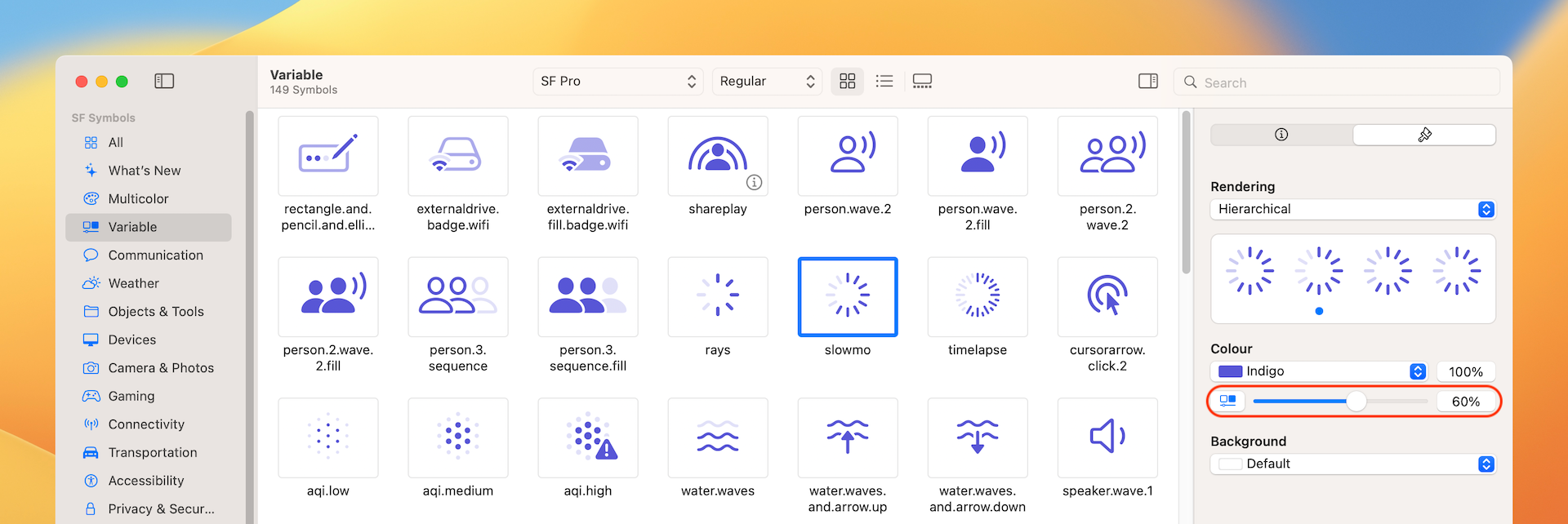 图 3.19. 在 SF Symbols app 使用 Variable Colors